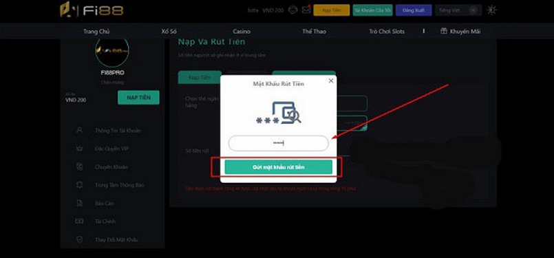 Rút tiền Fi88 nhanh chóng, tiện lợi với các bước đơn giản